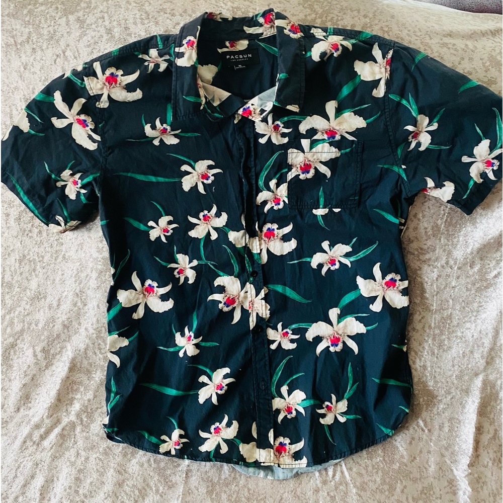 PacSun Men’s XL Floral Hawaiian Style Button Down Short Sleeve Shirt